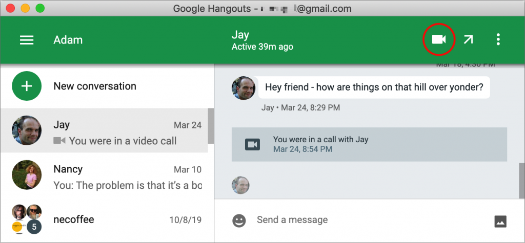 Google hangouts video calls