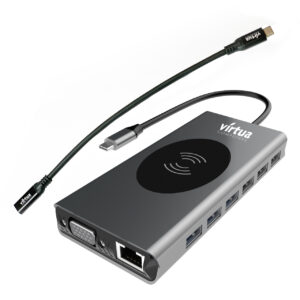 VirtuaDock, 15-in-1, usb-c dock, qi charger, usb, HDMI, ethernet, sd card, tf card